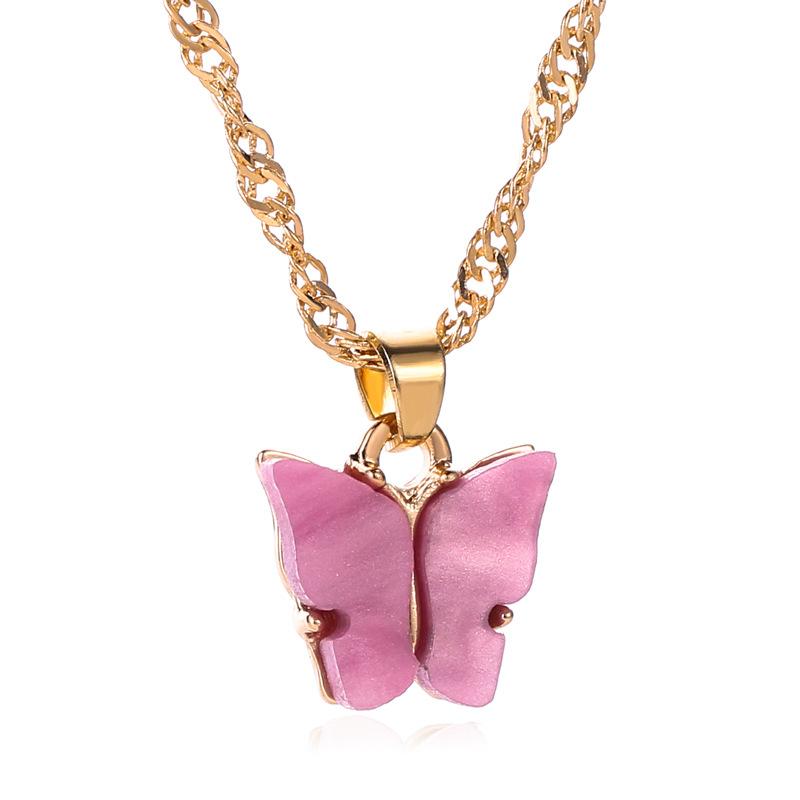 Wholesale color alloy Butterfly Necklace JWE-NE-D574