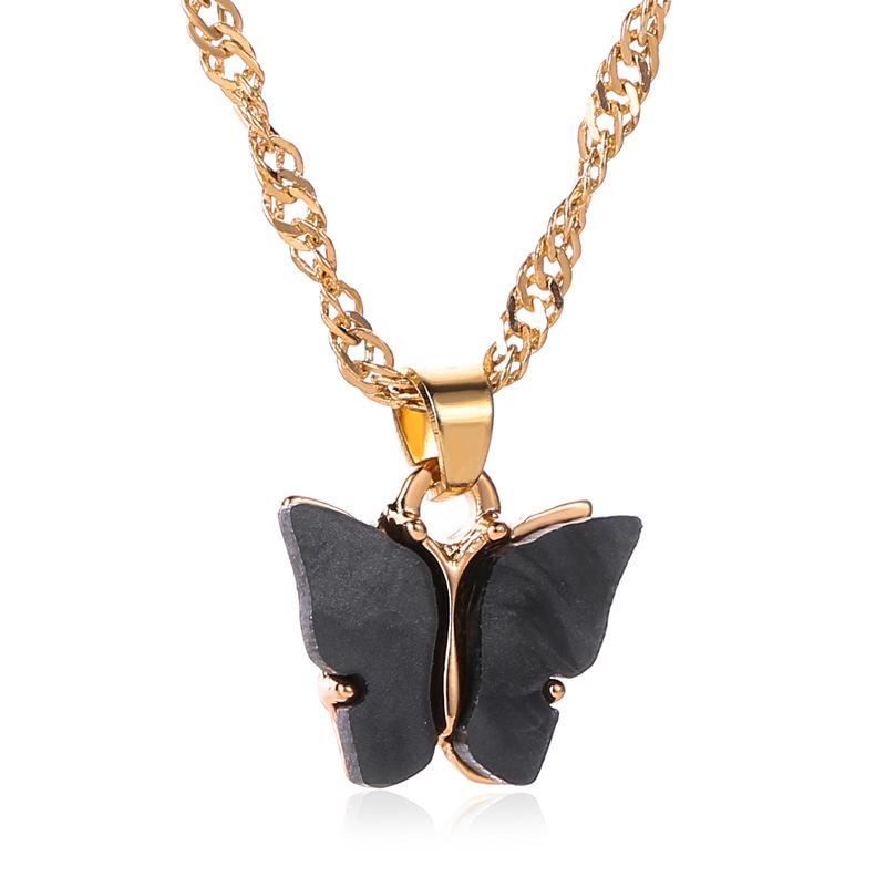 Wholesale color alloy Butterfly Necklace JWE-NE-D574