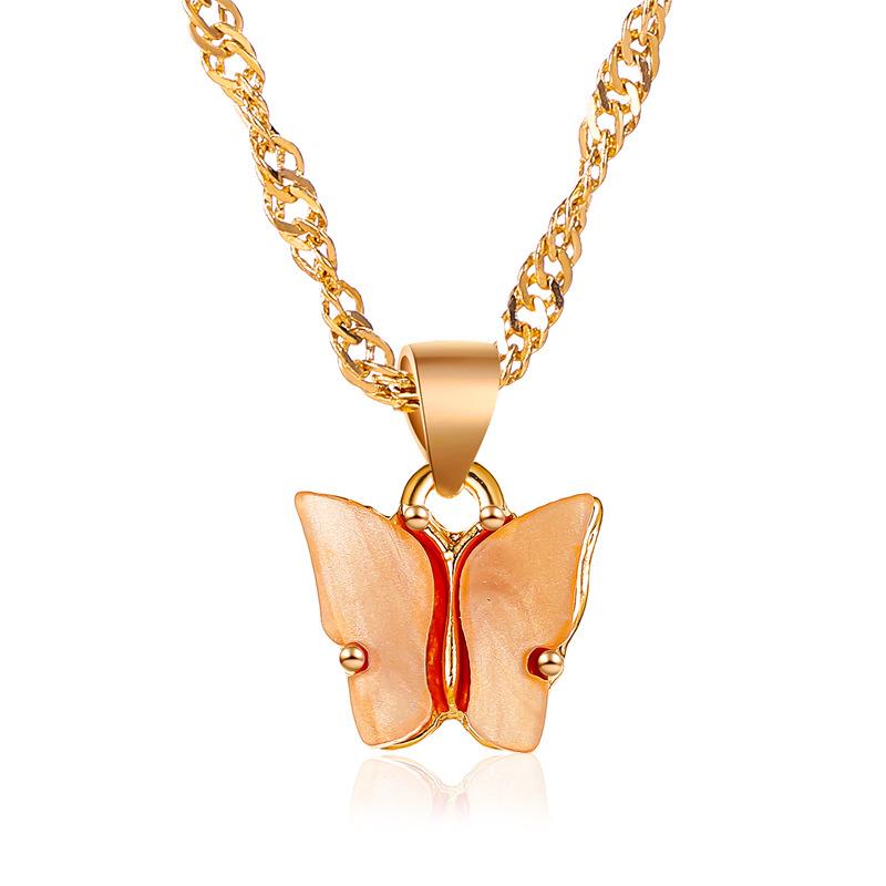 Wholesale color alloy Butterfly Necklace JWE-NE-D574