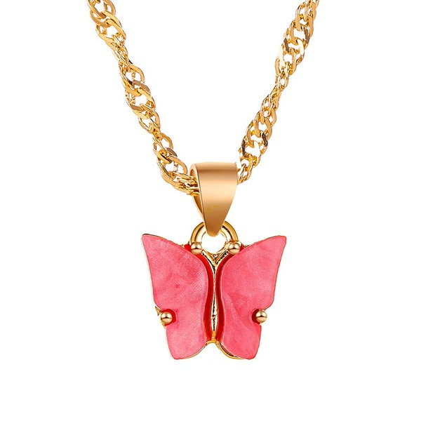 Wholesale color alloy Butterfly Necklace JWE-NE-D574