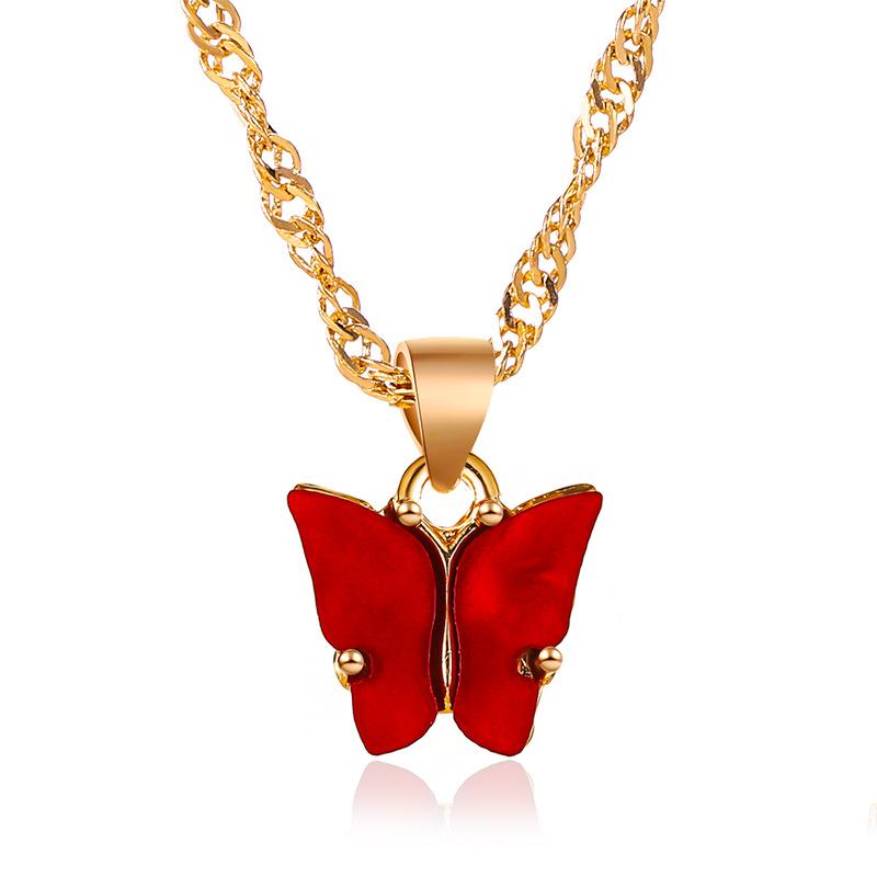 Wholesale color alloy Butterfly Necklace JWE-NE-D574
