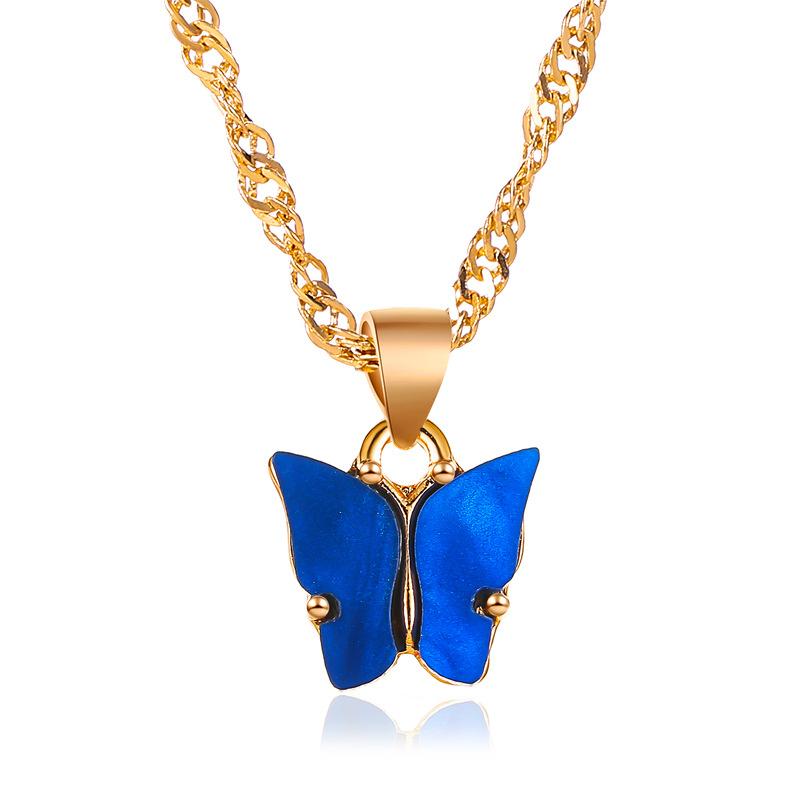 Wholesale color alloy Butterfly Necklace JWE-NE-D574