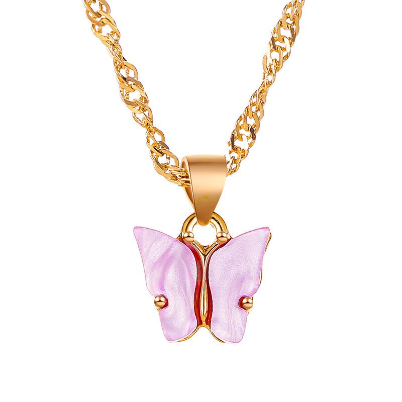 Wholesale color alloy Butterfly Necklace JWE-NE-D574