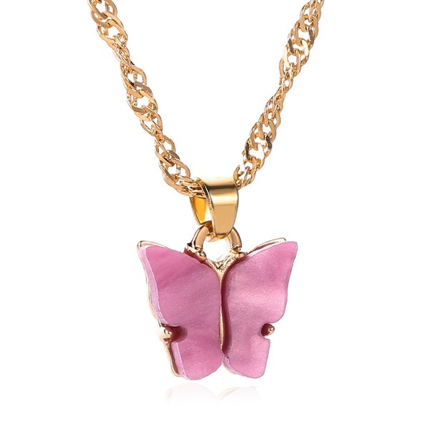 Wholesale color alloy Butterfly Necklace JWE-NE-D574