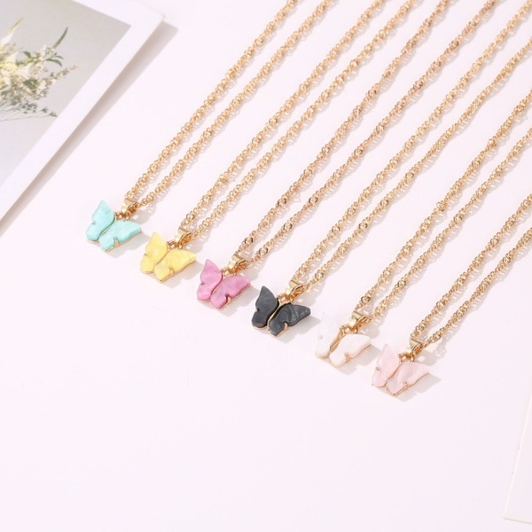 Wholesale color alloy Butterfly Necklace JWE-NE-D574