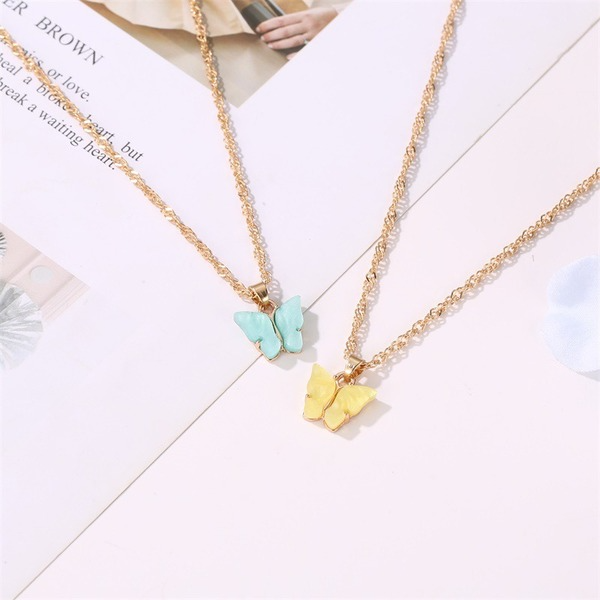 Wholesale color alloy Butterfly Necklace JWE-NE-D574