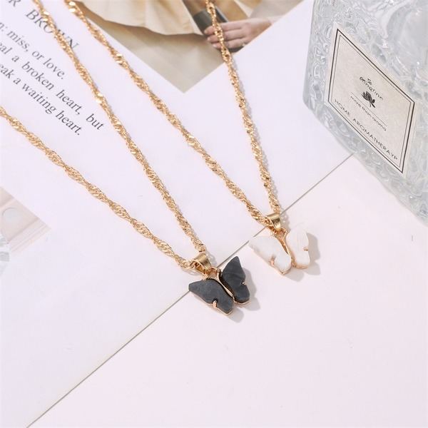 Wholesale color alloy Butterfly Necklace JWE-NE-D574