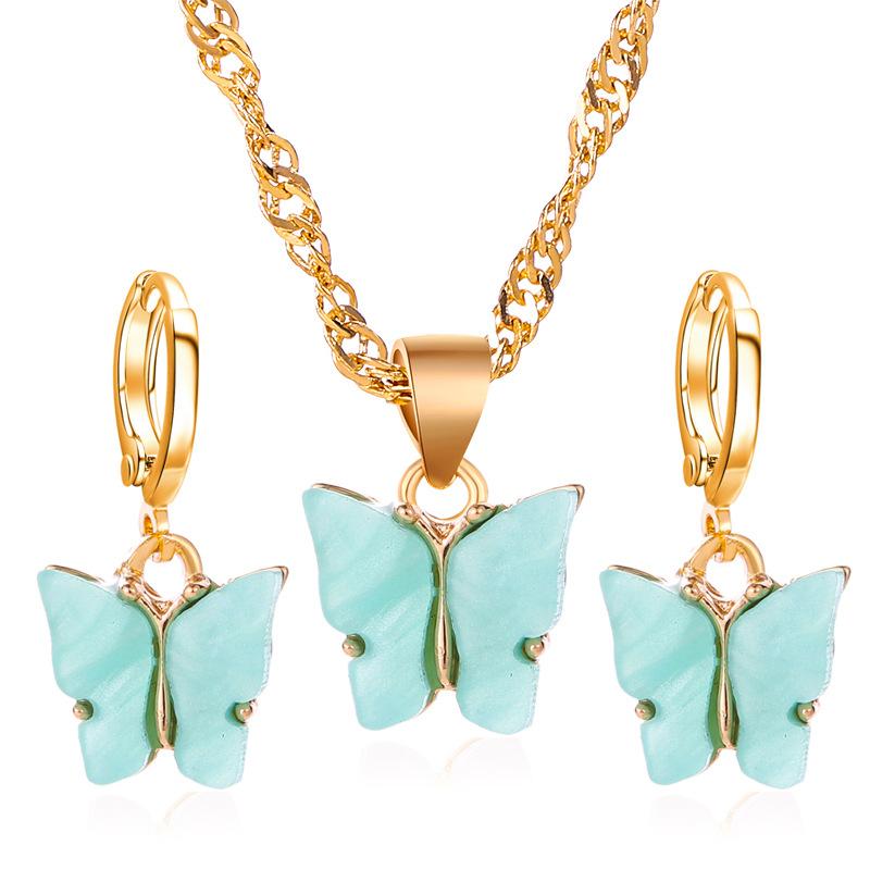 Wholesale color alloy butterfly necklace JWE-NE-D637