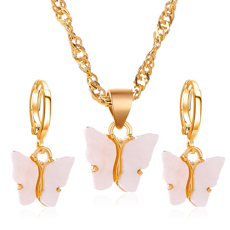 Wholesale color alloy butterfly necklace JWE-NE-D637