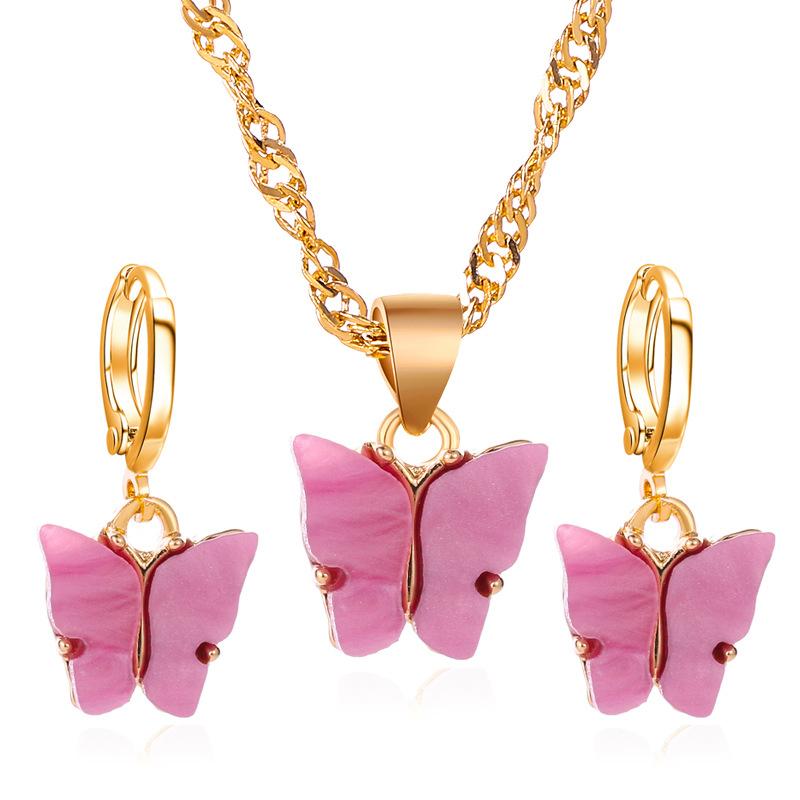 Wholesale color alloy butterfly necklace JWE-NE-D637