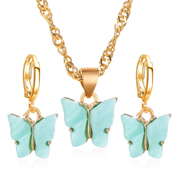 Wholesale color alloy butterfly necklace JWE-NE-D637