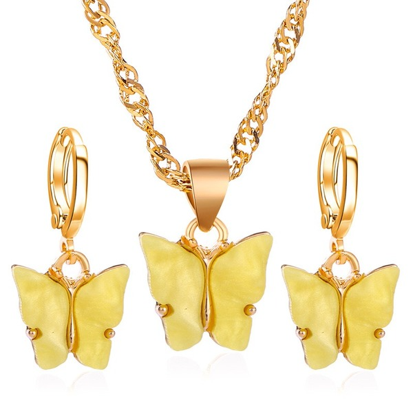 Wholesale color alloy butterfly necklace JWE-NE-D637