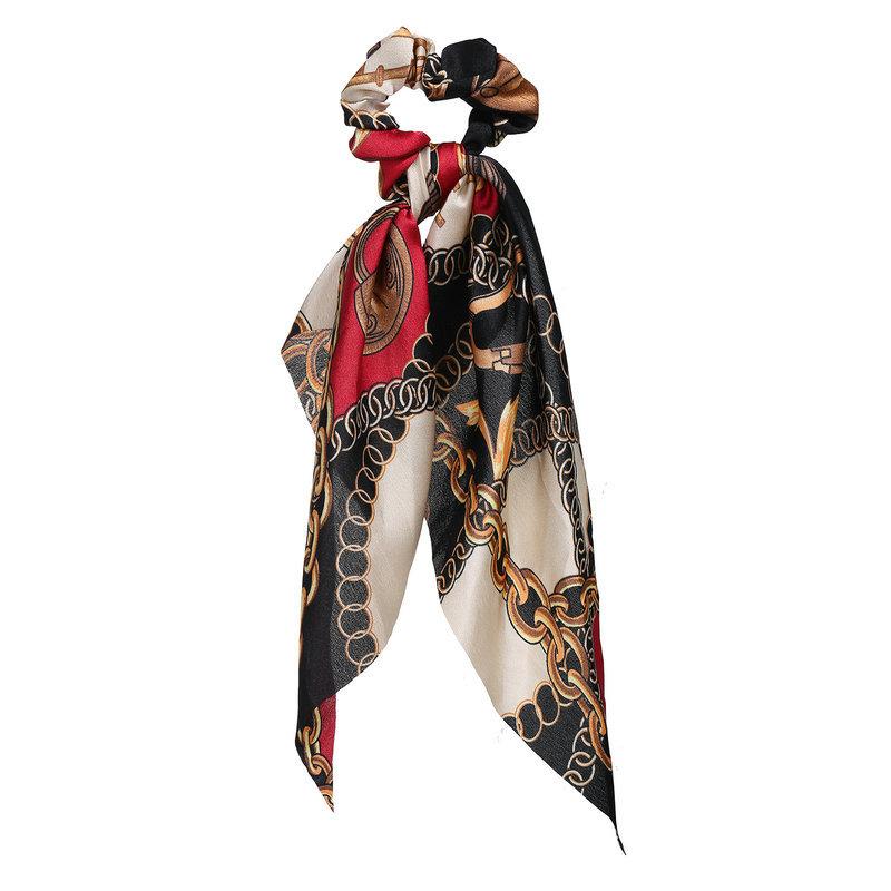Wholesale color chiffon retro printing simulation tow hair ring JWE-HS-F300