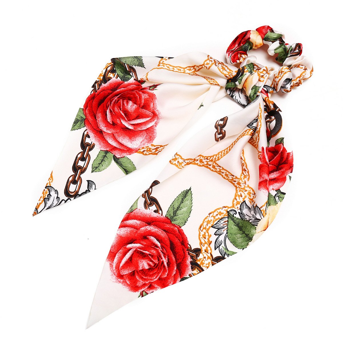 Wholesale color chiffon retro printing simulation tow hair ring JWE-HS-F300
