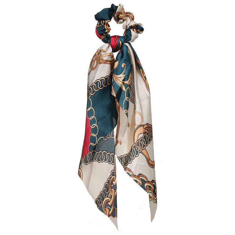 Wholesale color chiffon retro printing simulation tow hair ring JWE-HS-F300