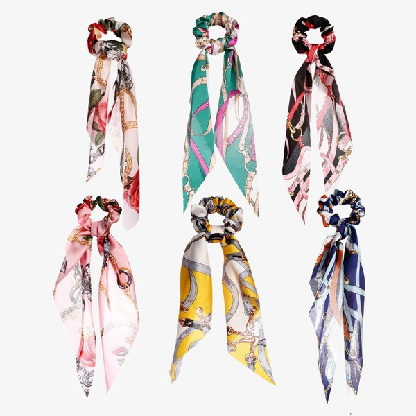 Wholesale color chiffon retro printing simulation tow hair ring JWE-HS-F300