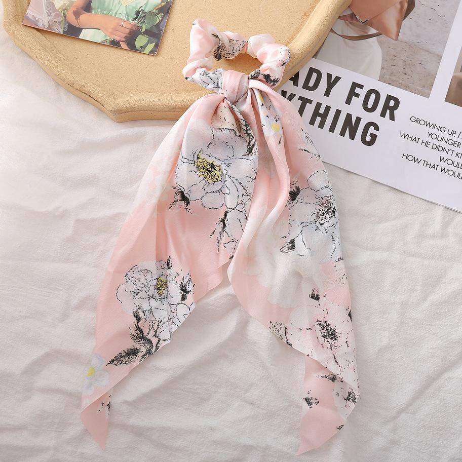 Wholesale color chiffon retro printing simulation tow hair ring JWE-HS-F300