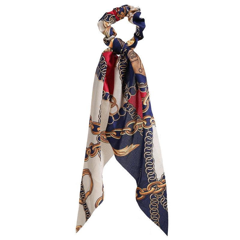 Wholesale color chiffon retro printing simulation tow hair ring JWE-HS-F300