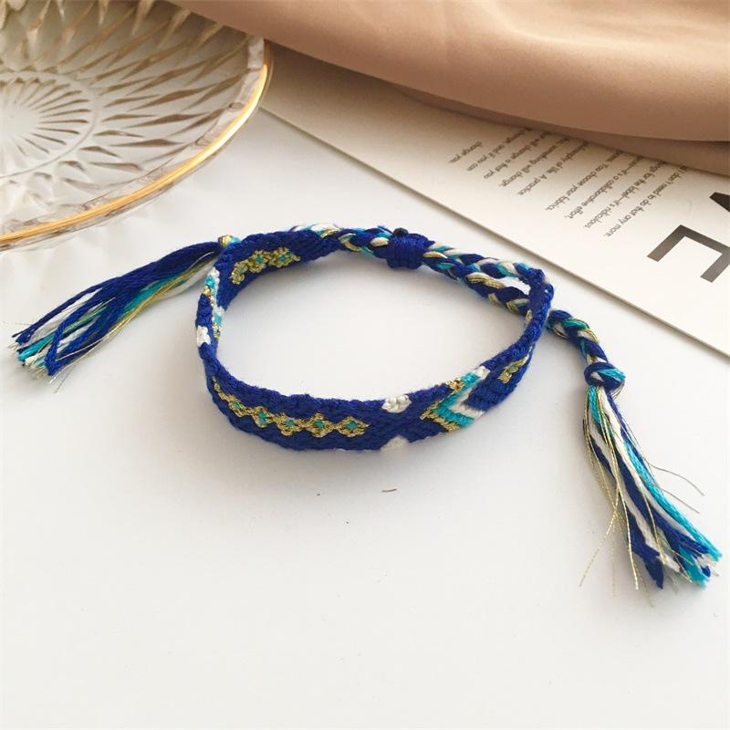 Wholesale color crystal color cotton line fabric bracelet JWE-BT-D484