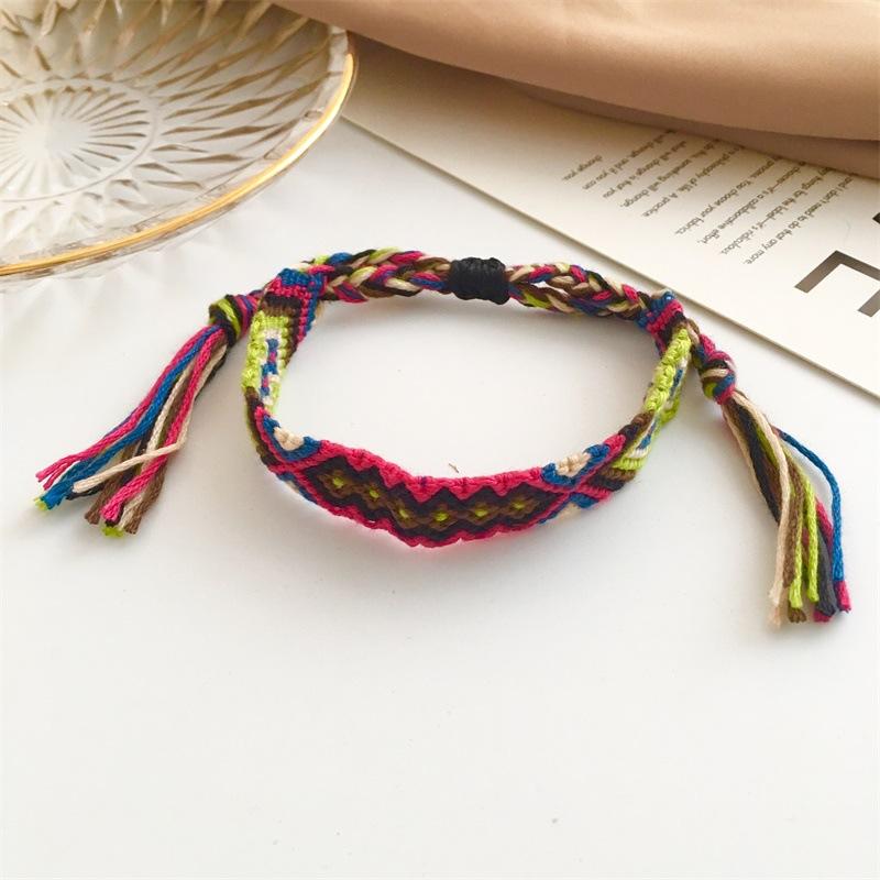 Wholesale color crystal color cotton line fabric bracelet JWE-BT-D484