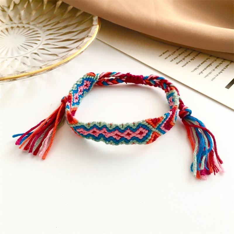 Wholesale color crystal color cotton line fabric bracelet JWE-BT-D484