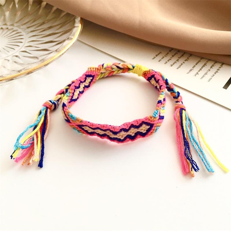 Wholesale color crystal color cotton line fabric bracelet JWE-BT-D484