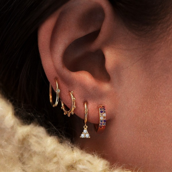 Wholesale color-encrusted zircon triangular earring set JWE-ES-F280