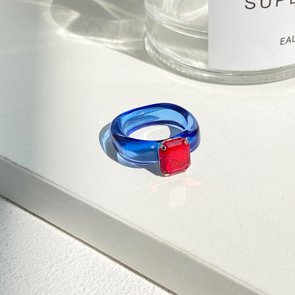 Wholesale color resin micro-inlaid Rhinestone geometric ring JWE-RS-F370