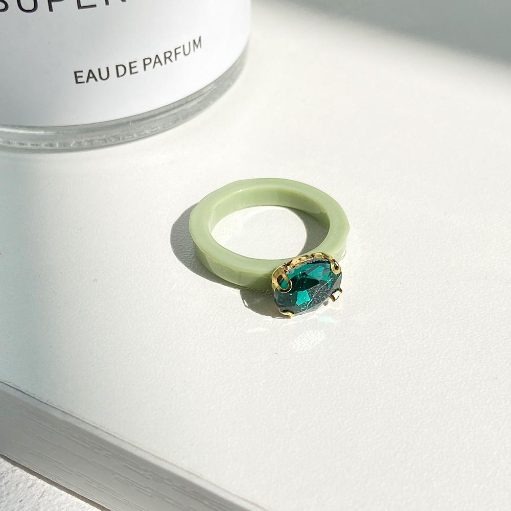 Wholesale color resin micro-inlaid Rhinestone geometric ring JWE-RS-F370