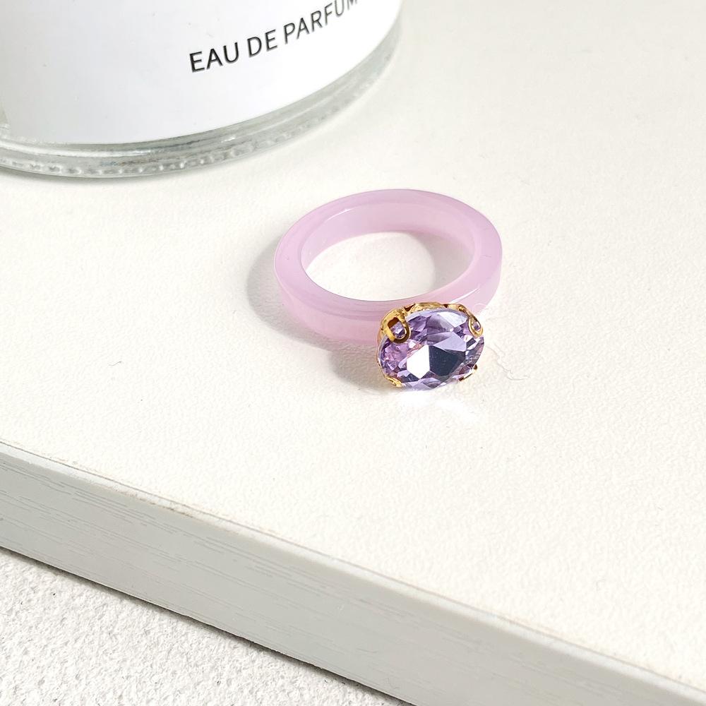 Wholesale color resin micro-inlaid Rhinestone geometric ring JWE-RS-F370
