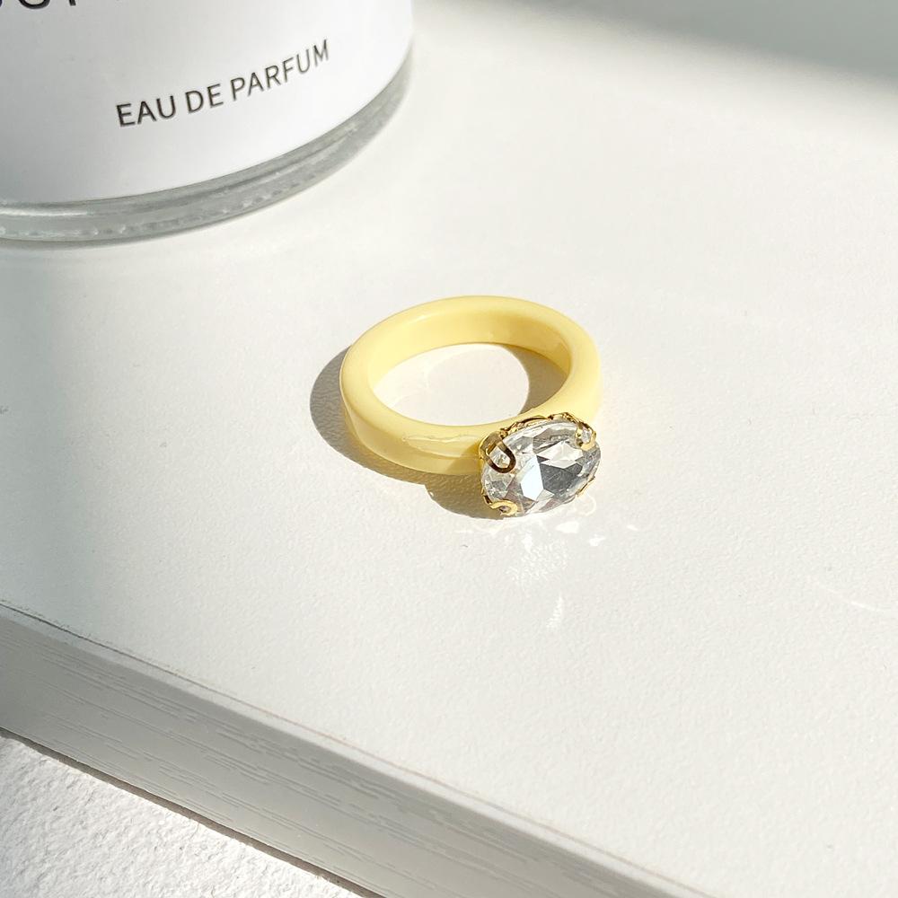 Wholesale color resin micro-inlaid Rhinestone geometric ring JWE-RS-F370