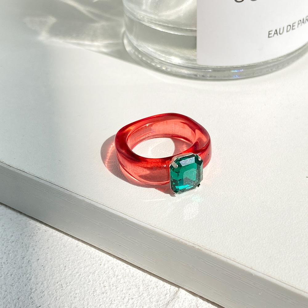 Wholesale color resin micro-inlaid Rhinestone geometric ring JWE-RS-F370