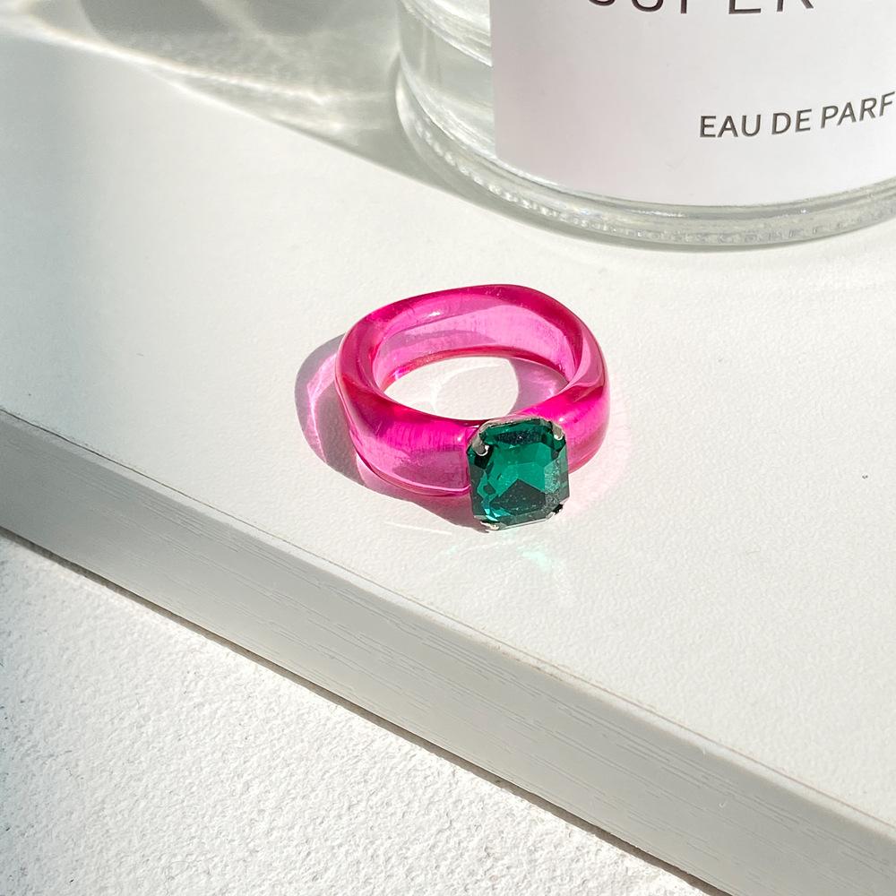 Wholesale color resin micro-inlaid Rhinestone geometric ring JWE-RS-F370