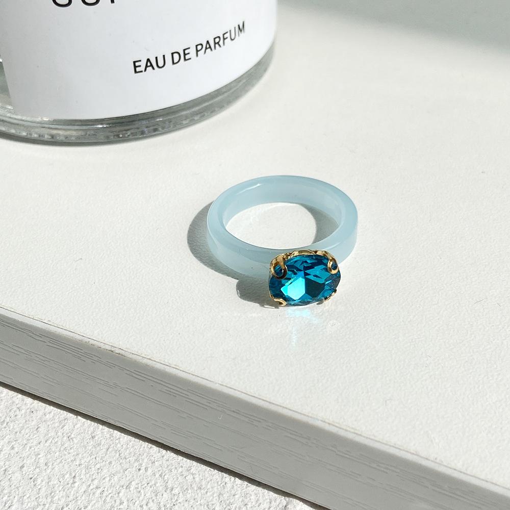 Wholesale color resin micro-inlaid Rhinestone geometric ring JWE-RS-F370