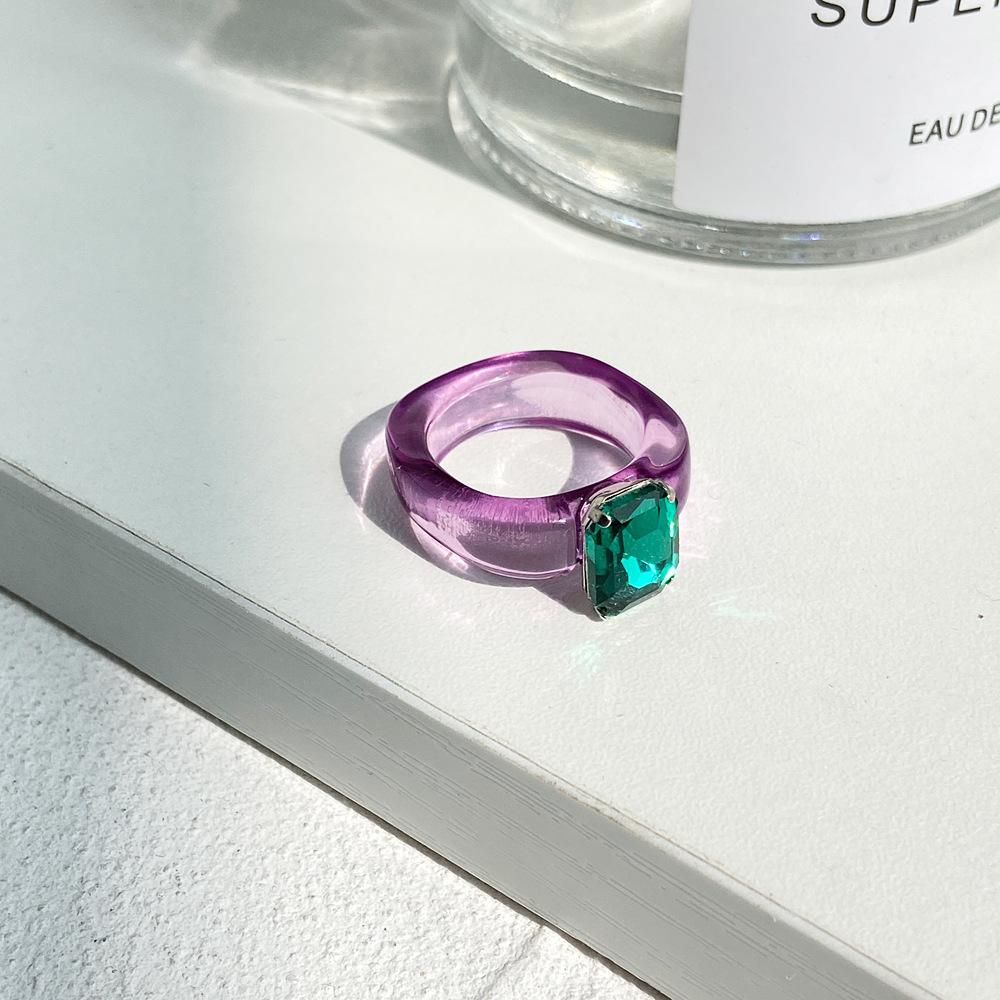 Wholesale color resin micro-inlaid Rhinestone geometric ring JWE-RS-F370