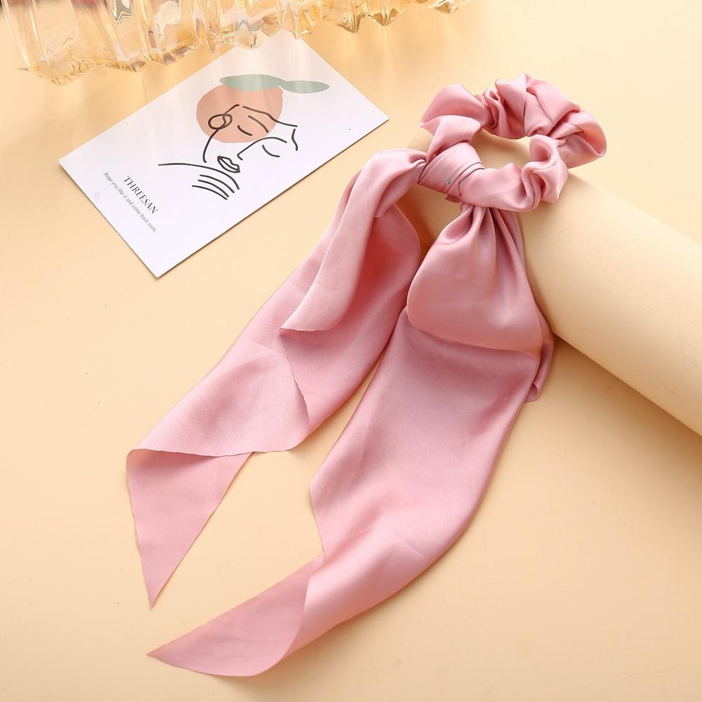 Wholesale colored cloth knotted ribbon satin large intestine circle ponytail tied hair JWE-HS-F301