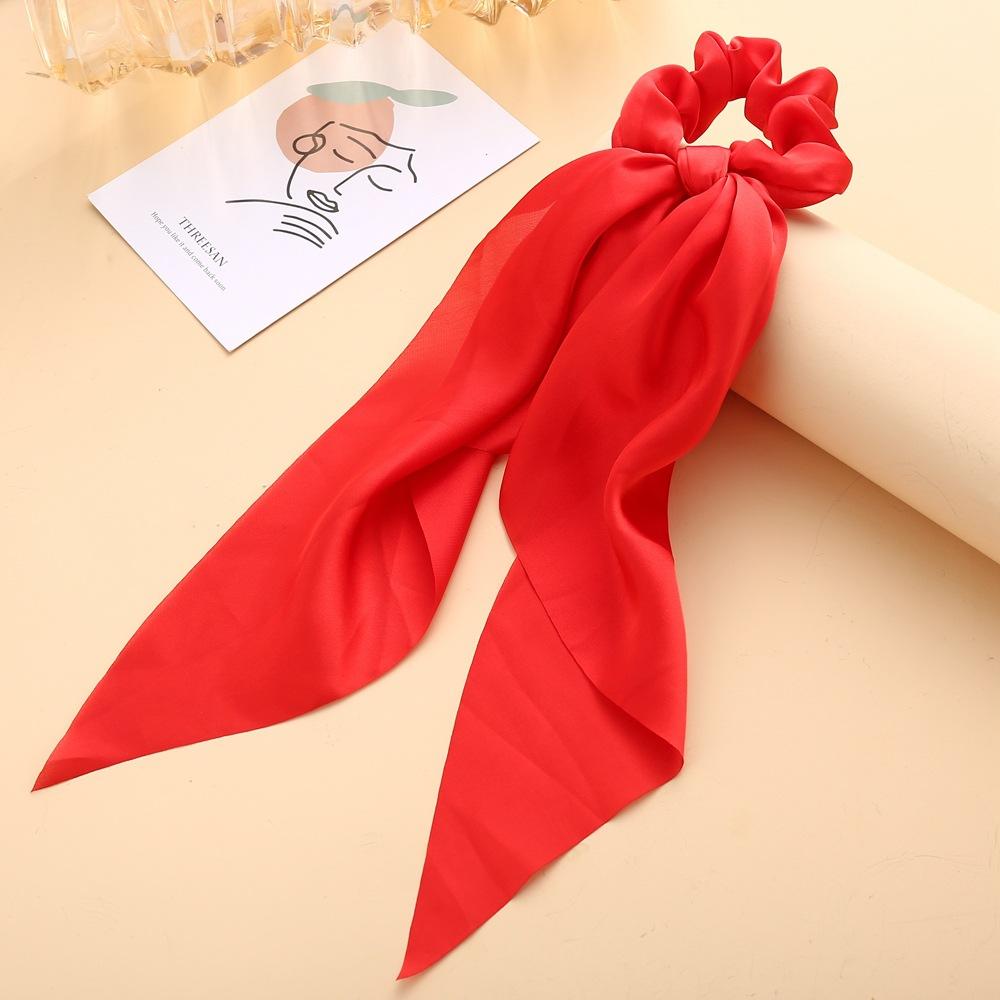 Wholesale colored cloth knotted ribbon satin large intestine circle ponytail tied hair JWE-HS-F301
