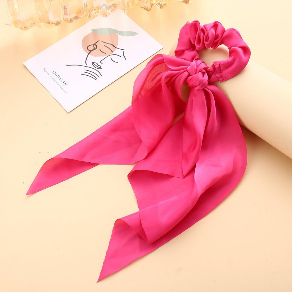 Wholesale colored cloth knotted ribbon satin large intestine circle ponytail tied hair JWE-HS-F301