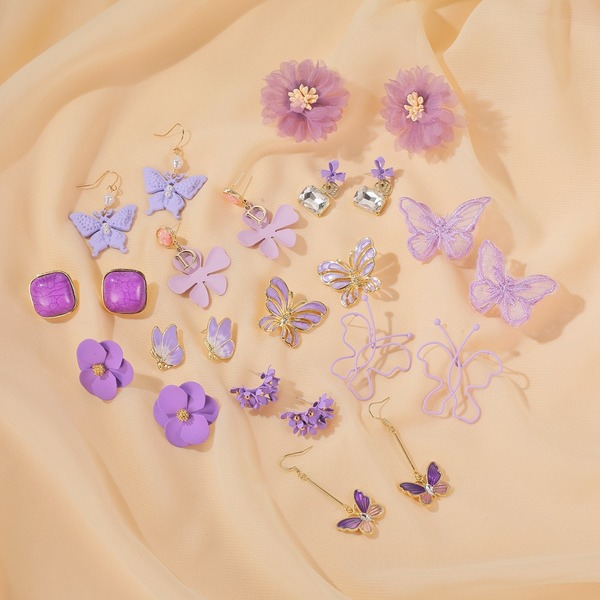 Wholesale colored crystal flower earrings JWE-ES-D522