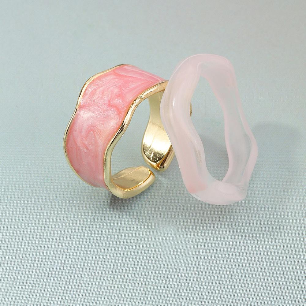 Wholesale colored drops of oil irregular enamel index finger ring ring JWE-RS-e055