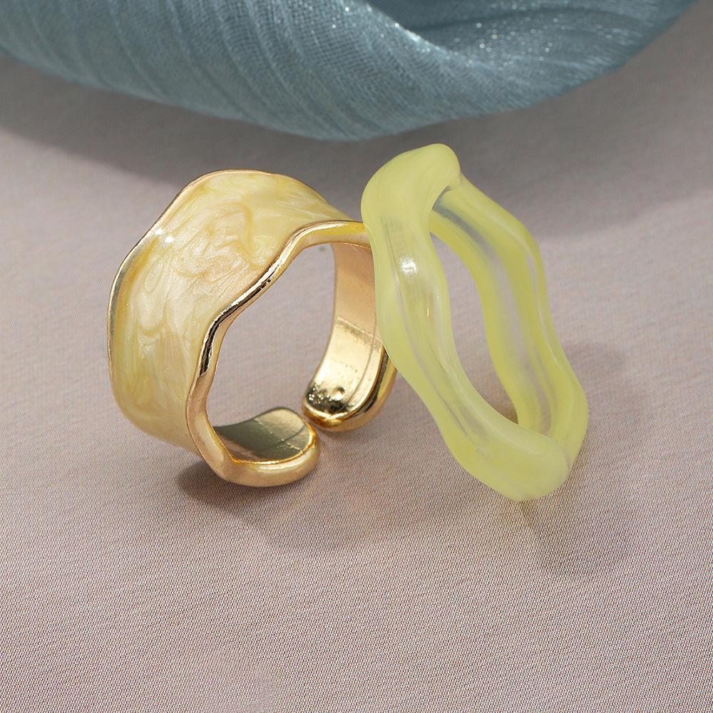 Wholesale colored drops of oil irregular enamel index finger ring ring JWE-RS-e055