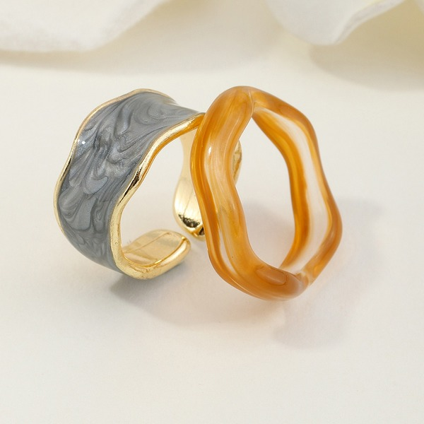 Wholesale colored drops of oil irregular enamel index finger ring ring JWE-RS-e055