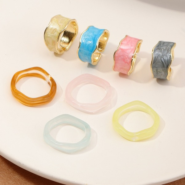 Wholesale colored drops of oil irregular enamel index finger ring ring JWE-RS-e055