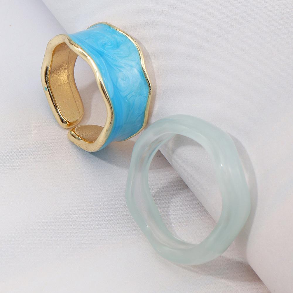 Wholesale colored drops of oil irregular enamel index finger ring ring JWE-RS-e055