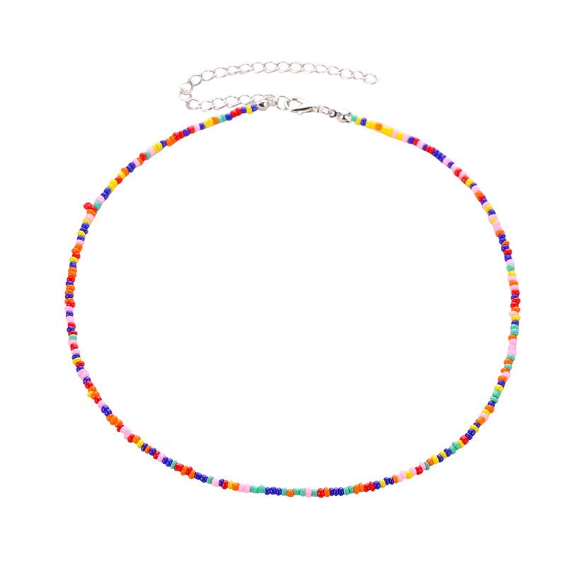 Wholesale colored milli beaded beaded necklace JWE-NE-A317