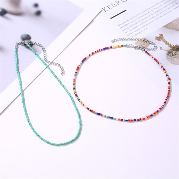 Wholesale colored milli beaded beaded necklace JWE-NE-A317