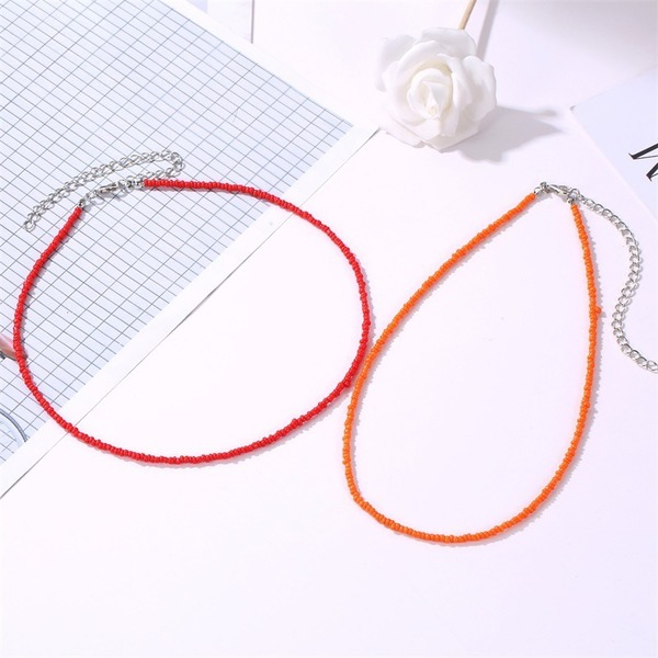 Wholesale colored milli beaded beaded necklace JWE-NE-A317