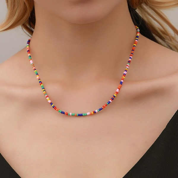 Wholesale colored milli beaded beaded necklace JWE-NE-A317