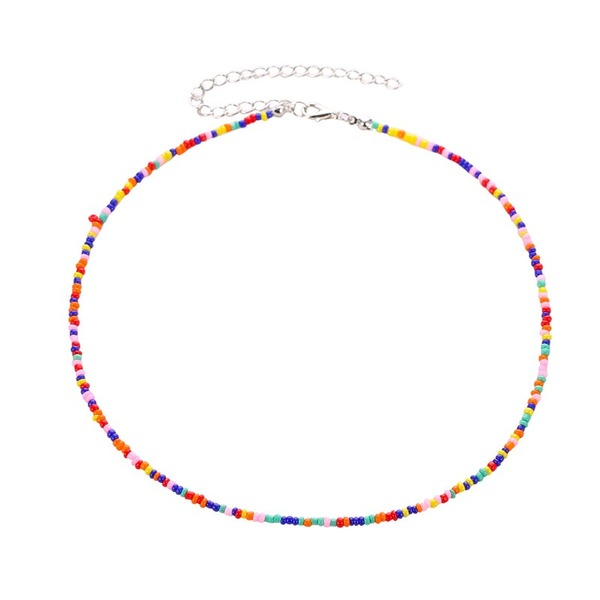 Wholesale colored milli beaded beaded necklace JWE-NE-A317