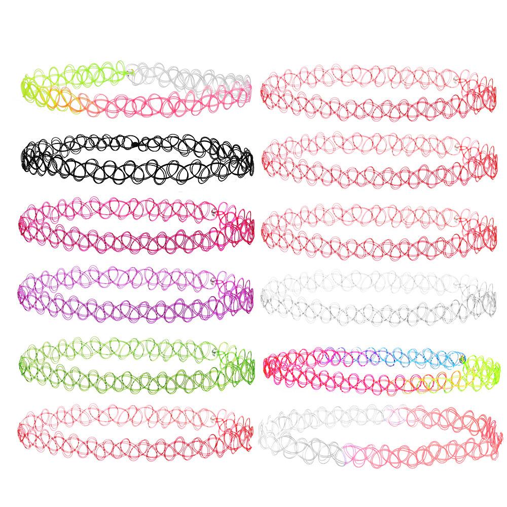 Wholesale colored resin fish wire tattoo collar set JWE-NE-F320